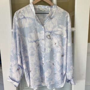 Vince Women's Light Blue Floral Blouse